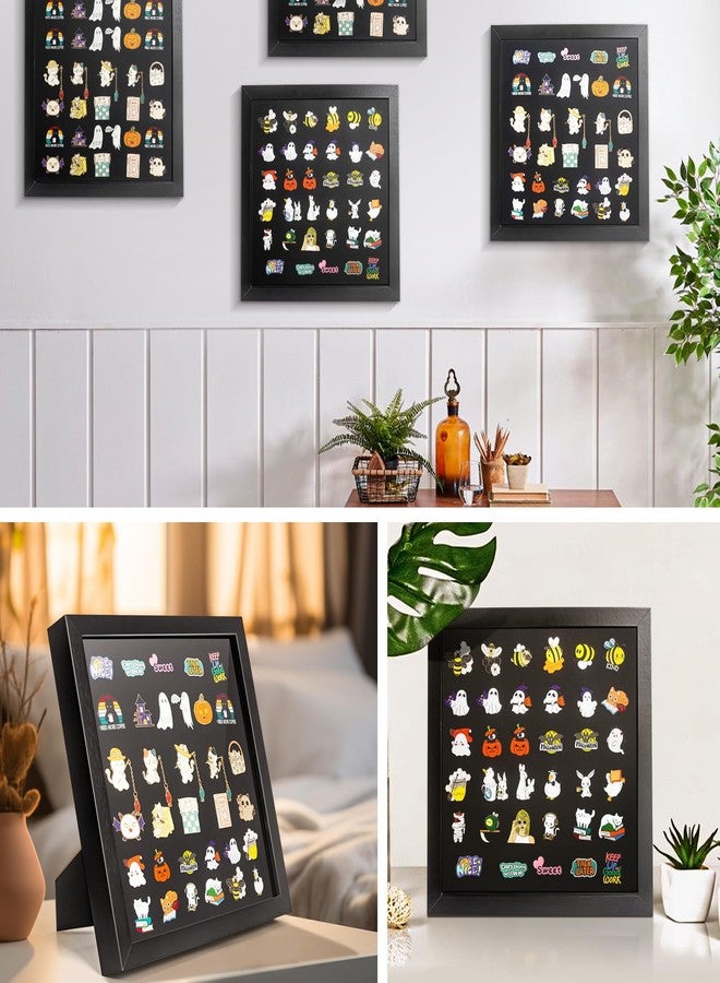 tutata Enamel Pin Display Frame, 11x11 Shadow Box for Wall and Tabletop Display, Pin Collection Display, Pin Holder, Black - Image 3